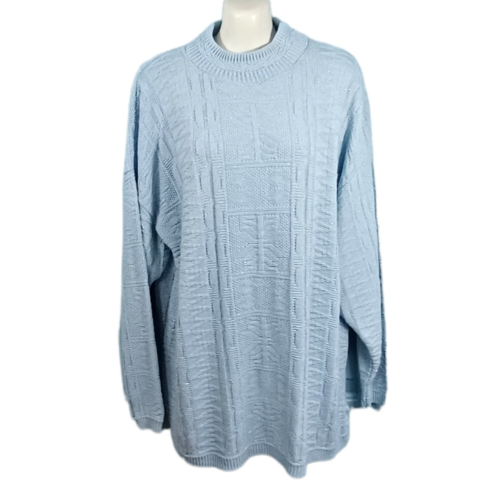 𝅺spunky Baby Blue Sparkly Long Sleeve Sweater Sz Lg